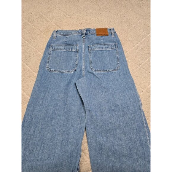 Point Sur Denim Womens Blue Wide Leg Cropped Jeans Pockets Button‎ Fly Size 28 - Picture 5 of 12
